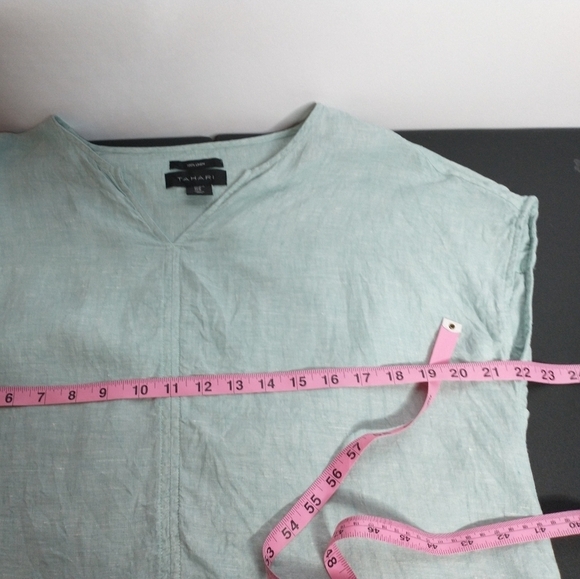 ☀️Tahari Linen Green Tunic, size M - Picture 5 of 6